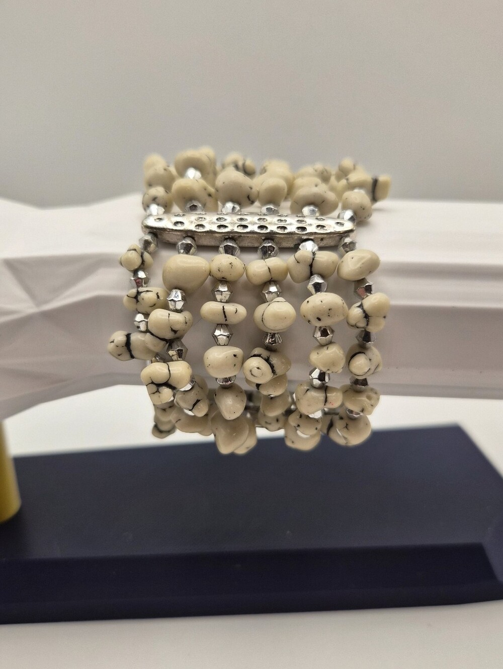 Vintage White Stone Multi-strand Stretch Bracelet